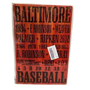 12 X 8 Tin Retro Golden Era Signage Baltimore Baseball 1894  New Sealed